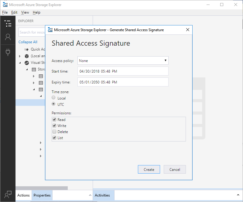 Configure Blob SAS Options